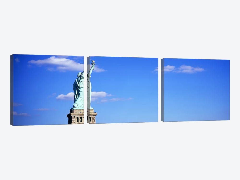 Low angle view of a statueStatue of Liberty, Liberty State Park, Liberty Island, New York City, New York State, USA by Panoramic Images 3-piece Canvas Art Print