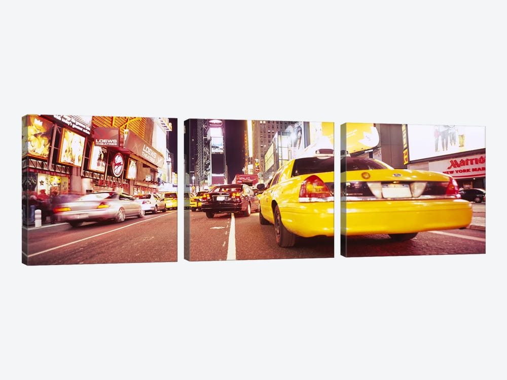 Traffic on the roadTimes Square, Manhattan, New York City, New York State, USA by Panoramic Images 3-piece Canvas Print