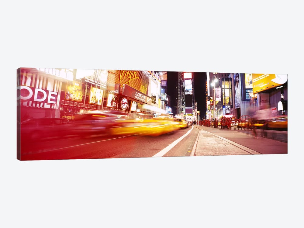 Blurred Motion View Of Nighttime Traffice, Times Square, Midtown, New York City, New York, USA by Panoramic Images 1-piece Canvas Print