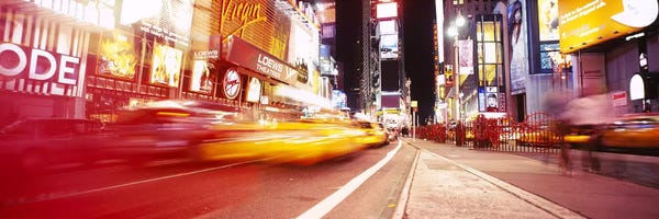 Times Square: Blurred Motion View Of Nighttime Traffice, Times Square, Midtown, New York City, New York, USA by Panoramic Images