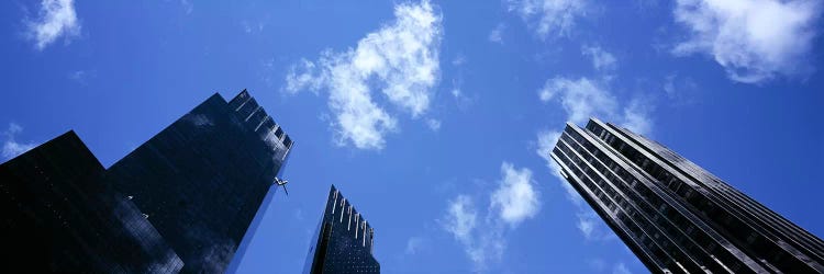 Low angle view of skyscrapersColumbus Circle, Manhattan, New York City, New York State, USA