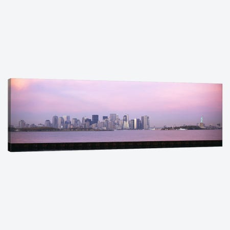 Skyscrapers & a statue at the waterfront, Statue of Liberty, Manhattan, New York City, New York State, USA Canvas Print #PIM6077} by Panoramic Images Canvas Wall Art