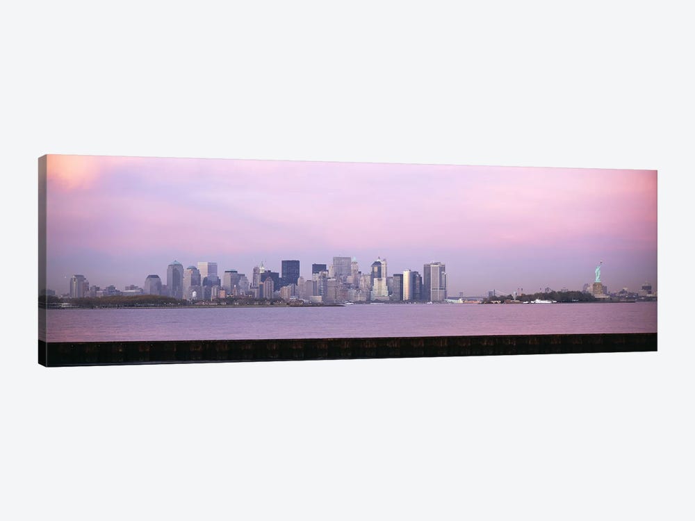 Skyscrapers & a statue at the waterfront, Statue of Liberty, Manhattan, New York City, New York State, USA by Panoramic Images 1-piece Canvas Art