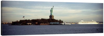 Statue on an island in the seaStatue of Liberty, Liberty Island, New York City, New York State, USA Canvas Art Print - Seascape Art