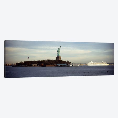 Statue on an island in the seaStatue of Liberty, Liberty Island, New York City, New York State, USA Canvas Print #PIM6079} by Panoramic Images Canvas Art Print