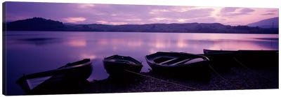 Sunset Fishing Boats Loch Awe Scotland Canvas Art Print - Pantone Ultra Violet 2018