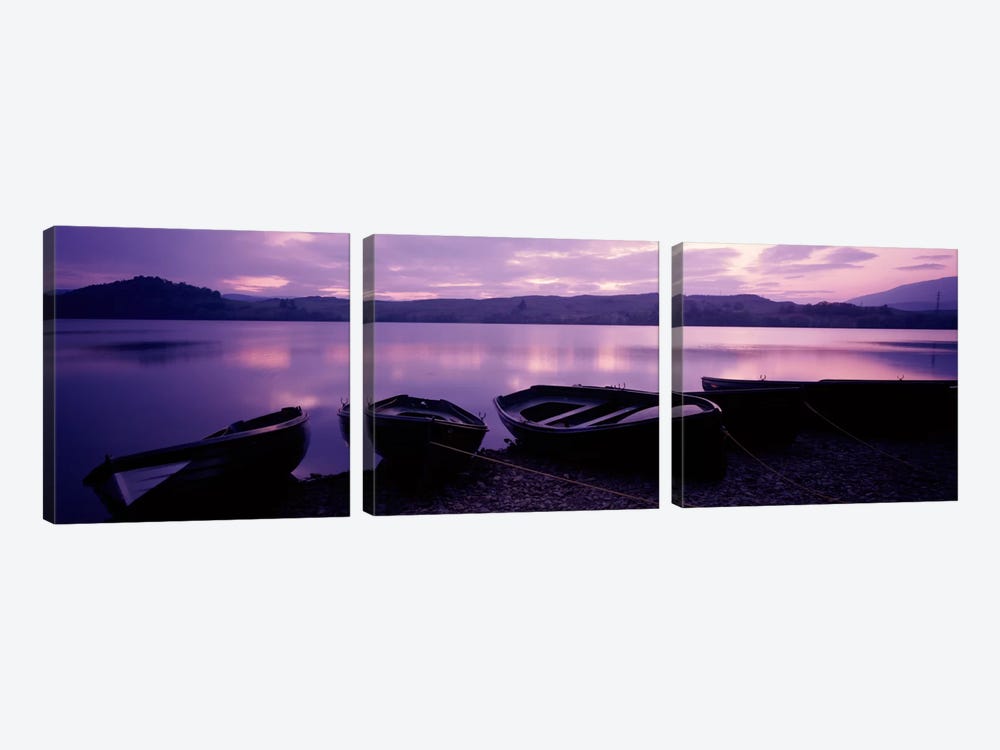 Sunset Fishing Boats Loch Awe Scotland by Panoramic Images 3-piece Canvas Print
