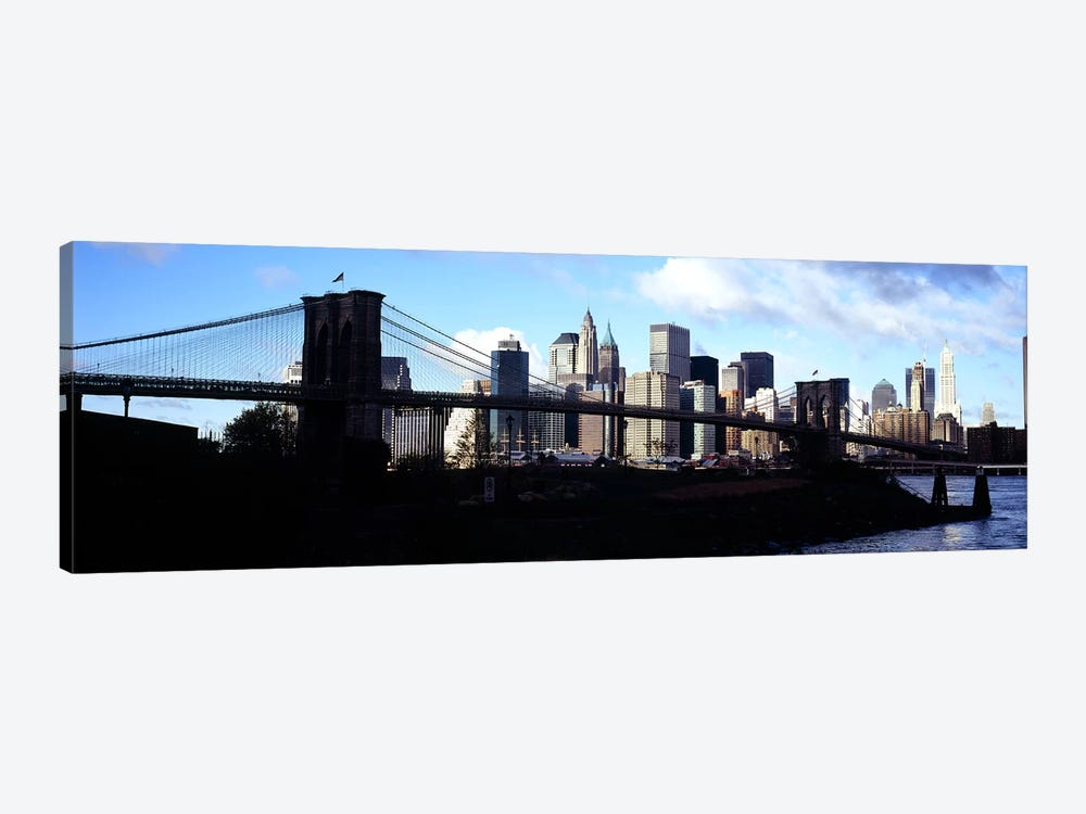 Skyscrapers at the waterfront, Brooklyn Bridge, East River, Manhattan, New York City, New York State, USA by Panoramic Images 1-piece Canvas Print