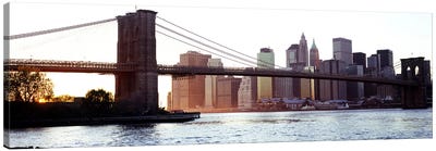 Bridge across a river, Brooklyn Bridge, East River, Manhattan, New York City, New York State, USA #2 Canvas Art Print - New York City Skylines