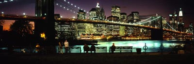 Brooklyn Bridge & Lower Manhattan At NIght, New York City, New York, USA by Panoramic Images canvas print