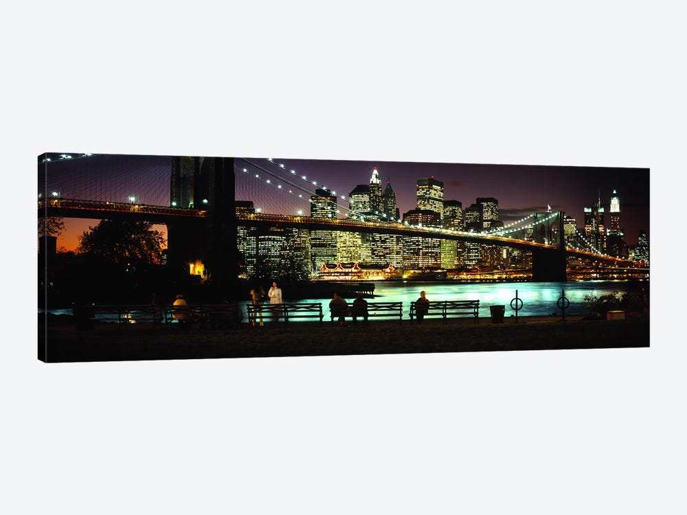 Brooklyn Bridge & Lower Manhattan At NIght, New York City, New York, USA by Panoramic Images 1-piece Canvas Artwork