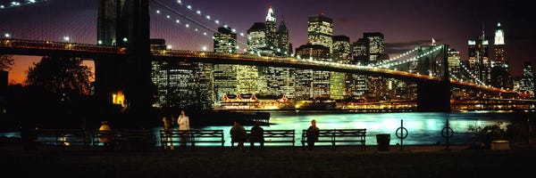 Brooklyn: Brooklyn Bridge & Lower Manhattan At NIght, New York City, New York, USA by Panoramic Images