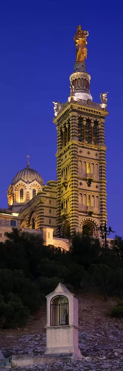 Low angle view of a tower of a church, Notre Dame De La Garde, Marseille, France by Panoramic Images acrylic art print