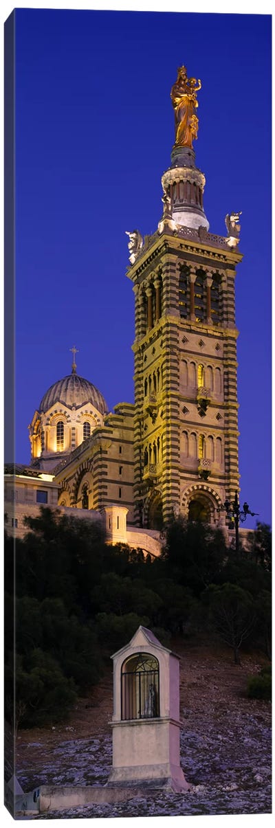Low angle view of a tower of a church, Notre Dame De La Garde, Marseille, France Canvas Art Print - Churches & Places of Worship