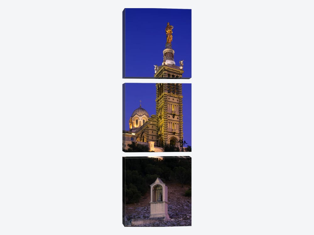 Low angle view of a tower of a church, Notre Dame De La Garde, Marseille, France by Panoramic Images 3-piece Art Print