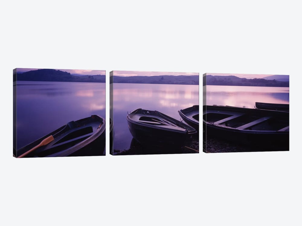 Beached Row Boats, Loch Awe, Argyll and Bute, Highlands, Scotland, United Kingdom by Panoramic Images 3-piece Canvas Wall Art