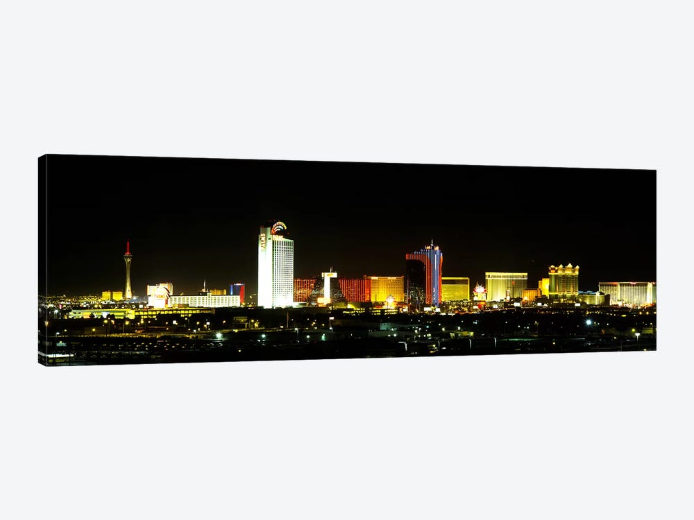 Buildings lit up at night in a city, Las Vegas, Nevada, USA by Panoramic Images 1-piece Canvas Art Print
