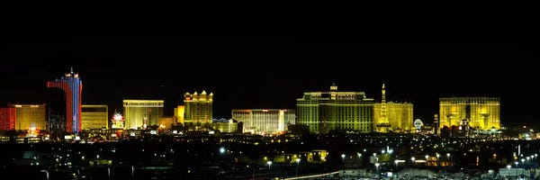 Las Vegas: Buildings lit up at night in a city, Las Vegas, Nevada, USA #2 by Panoramic Images