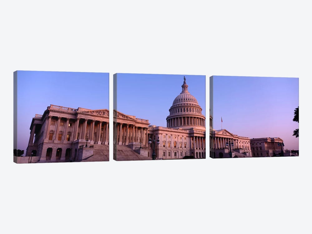Low angle view of a government building, Capitol Building, Washington DC, USA by Panoramic Images 3-piece Art Print