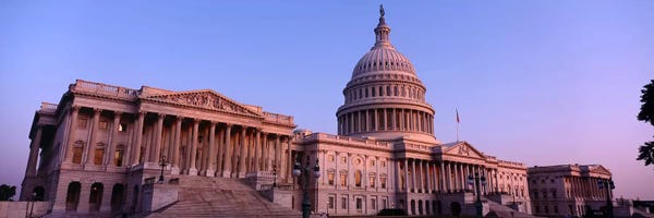 Washington, D.C.: Low angle view of a government building, Capitol Building, Washington DC, USA by Panoramic Images