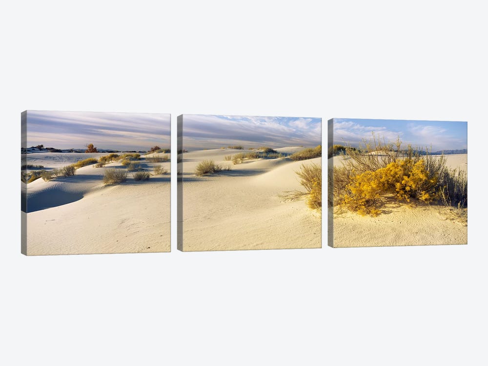 Cloudy Desert Landscape, White Sands National Monument, Tularosa Basin, New Mexico, USA by Panoramic Images 3-piece Canvas Artwork