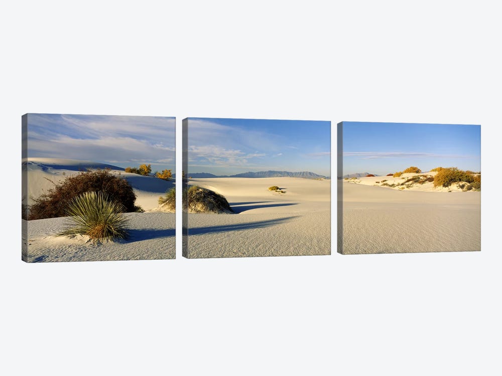 Desert Landscape, White Sands National Monument, Tularosa Basin, New Mexico, USA 3-piece Canvas Art Print