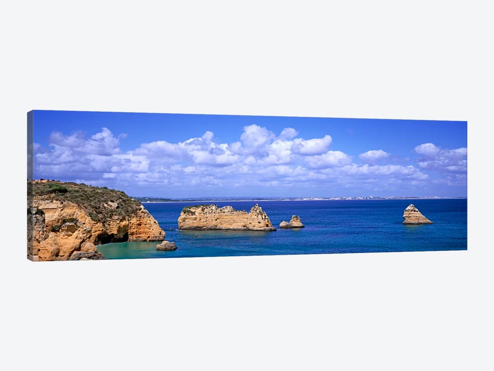 Cloudy Seascape With Limestone Outcrops, Dona Ana Beach, Lagos, Algarve Region, Portugal by Panoramic Images 1-piece Canvas Print