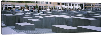 Group of people walking near memorials, Memorial To The Murdered Jews of Europe, Berlin, Germany Canvas Art Print - Berlin Art