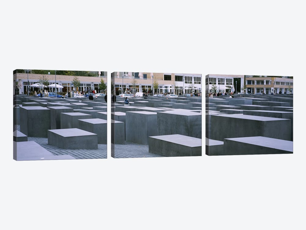 Group of people walking near memorials, Memorial To The Murdered Jews of Europe, Berlin, Germany by Panoramic Images 3-piece Canvas Art Print