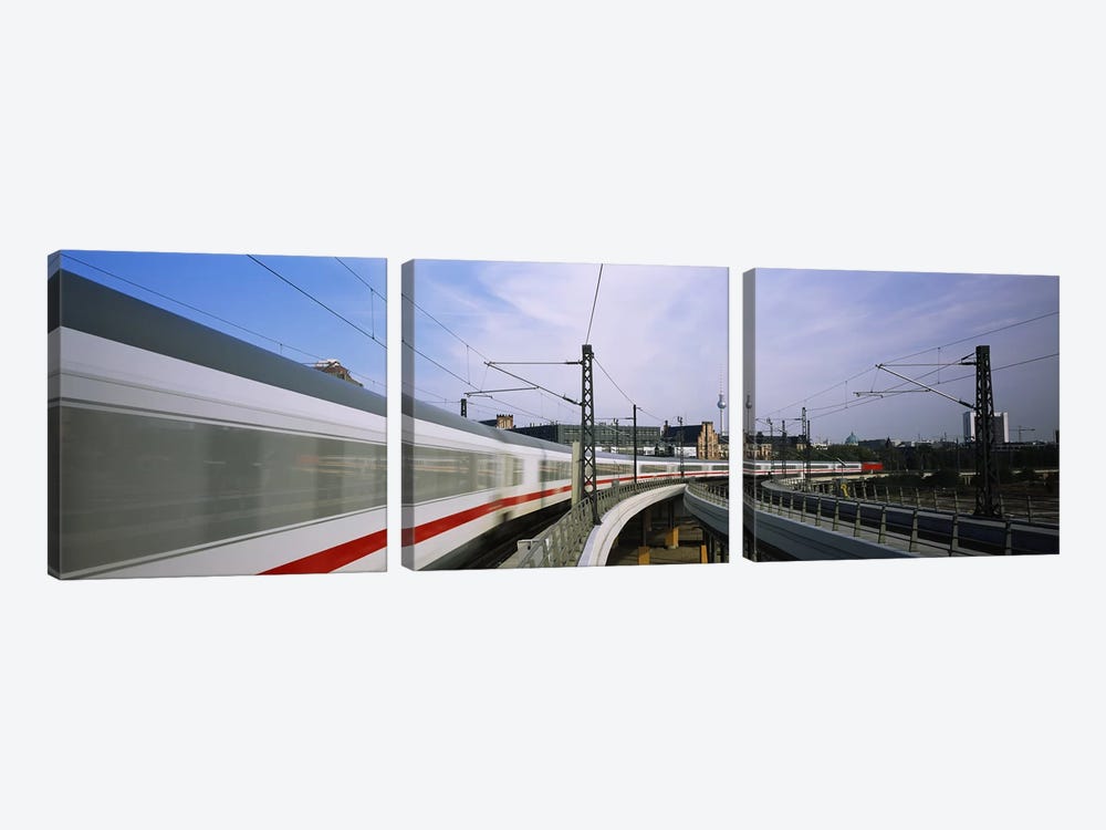 Blurred Motion View Of A High Speed Train, Berlin, Germany by Panoramic Images 3-piece Art Print