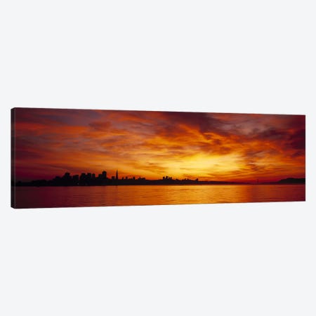 Silhouette of buildings at the waterfront, San Francisco, California, USA Canvas Print #PIM6129} by Panoramic Images Canvas Print