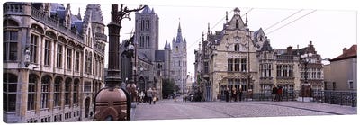 Tourists walking in front of a church, St. Nicolas Church, Ghent, Belgium Canvas Art Print