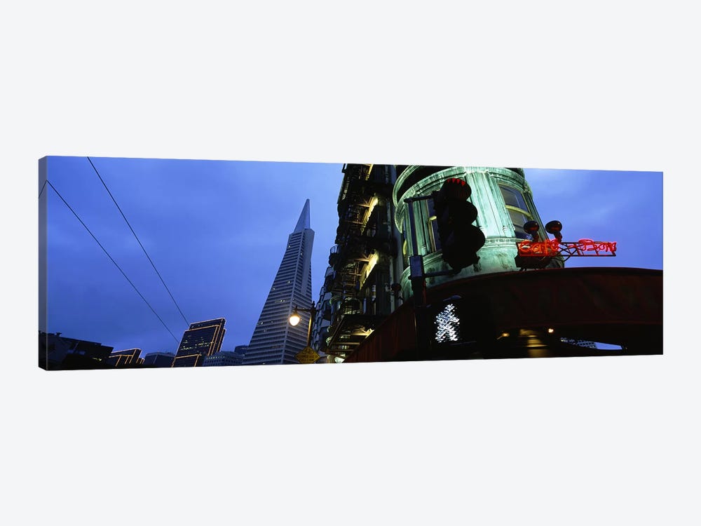 Low angle view of a building, Sentinel Building, Transamerica Pyramid, San Francisco, California, USA #2 by Panoramic Images 1-piece Canvas Art Print