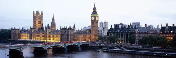 Towers: Palace Of Westminster & Westminster Bridge At Twilight, City Of Westminster, London, England, United Kingdom by Panoramic Images
