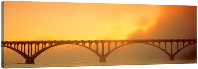 Sunset Fog And Highway 101 Bridge CA Canvas Art Print - Mist & Fog Art