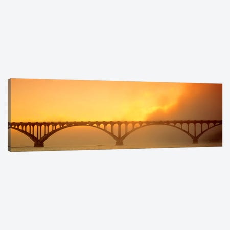 Sunset Fog And Highway 101 Bridge CA Canvas Print #PIM615} by Panoramic Images Canvas Wall Art