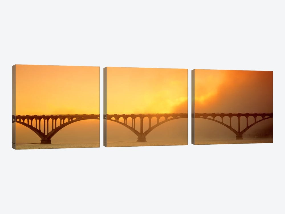 Sunset Fog And Highway 101 Bridge CA by Panoramic Images 3-piece Canvas Art