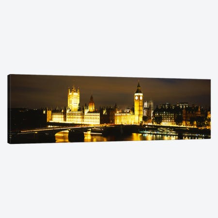 Palace Of Westminster At Night, City Of Westminster, London, England Canvas Print #PIM6160} by Panoramic Images Canvas Art Print