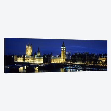 Evening Illumination, Palace Of Westminster, London, England Canvas Print #PIM6161} by Panoramic Images Art Print