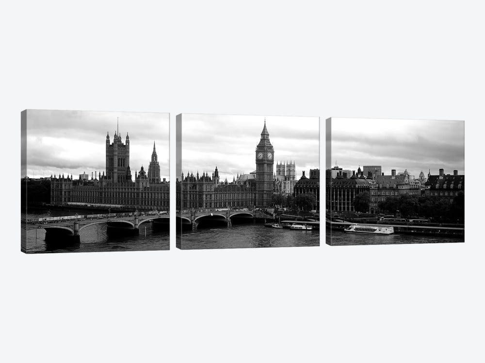 Bridge across a river, Westminster Bridge, Big Ben, Houses of Parliament, City Of Westminster, London, England by Panoramic Images 3-piece Canvas Art Print
