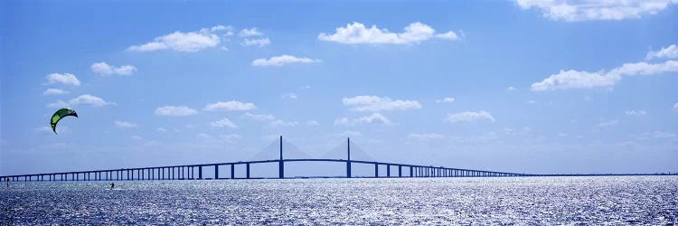 Bridge across a baySunshine Skyway Bridge, Tampa Bay, Florida, USA