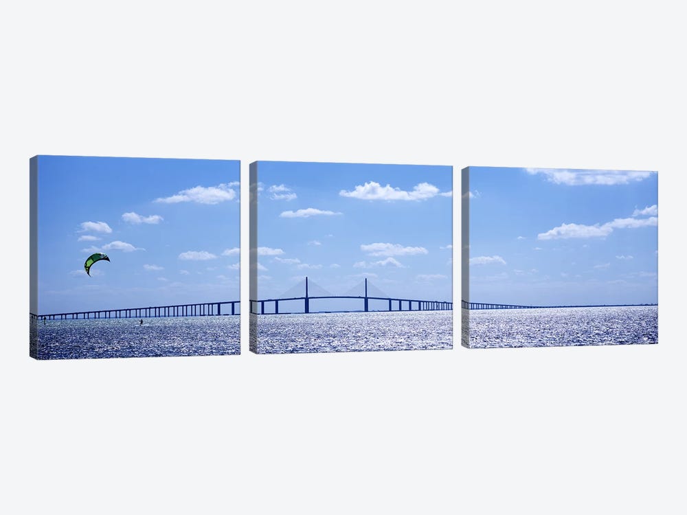 Bridge across a baySunshine Skyway Bridge, Tampa Bay, Florida, USA by Panoramic Images 3-piece Art Print