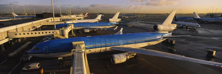 Docked Jetliners, Amsterdam Airport Schiphol, North Holland, Netherlands