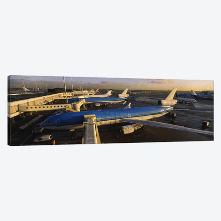 Docked Jetliners, Amsterdam Airport Schiphol, North Holland, Netherlands Canvas Print #PIM6192} by Panoramic Images Canvas Wall Art