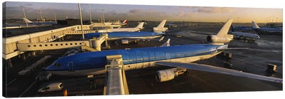 Docked Jetliners, Amsterdam Airport Schiphol, North Holland, Netherlands Canvas Art Print - Amsterdam Art