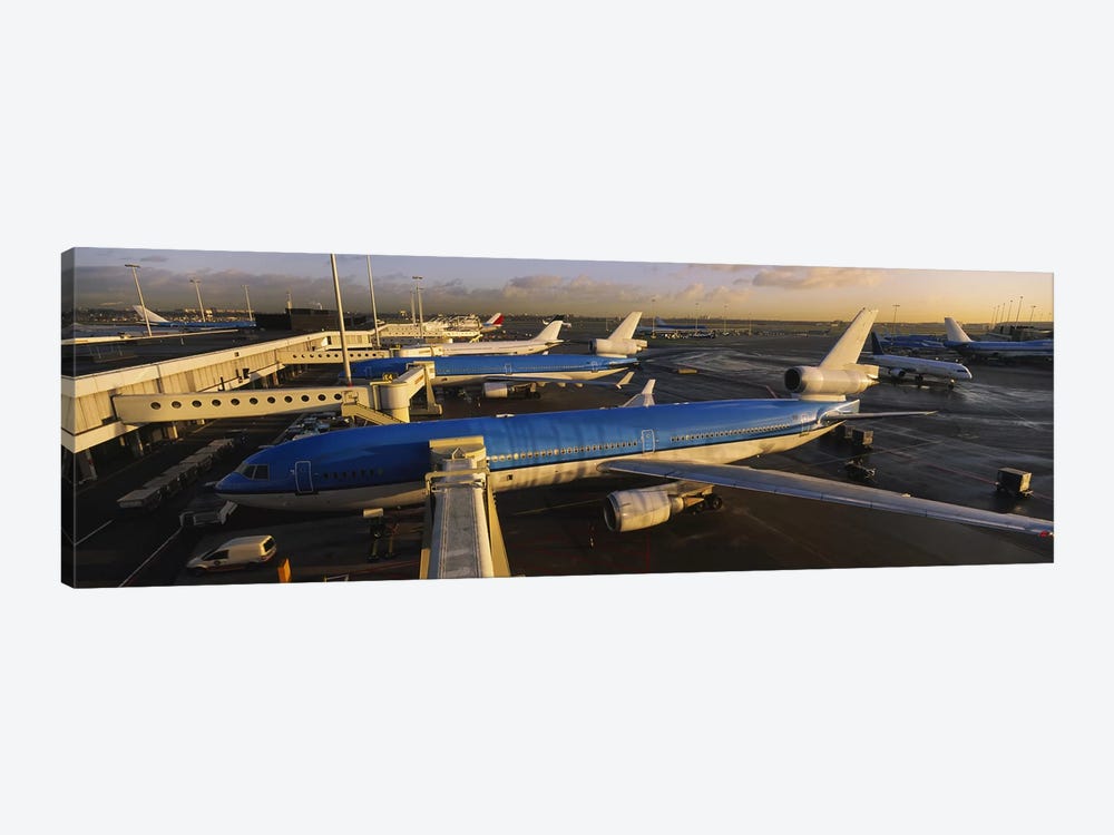 Docked Jetliners, Amsterdam Airport Schiphol, North Holland, Netherlands by Panoramic Images 1-piece Canvas Artwork