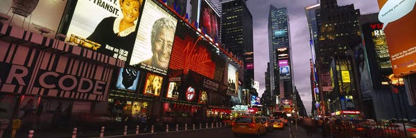 Times Square: Buildings lit up at night, Times Square, Manhattan, New York City, New York State, USA by Panoramic Images