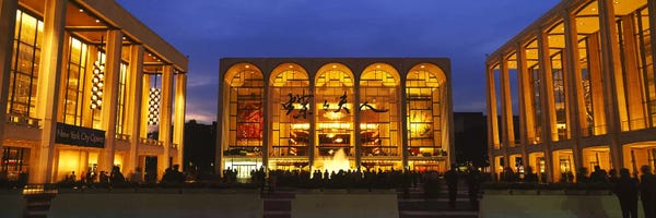 Manhattan: Entertainment building lit up at night, Lincoln Center, Manhattan, New York City, New York State, USA by Panoramic Images