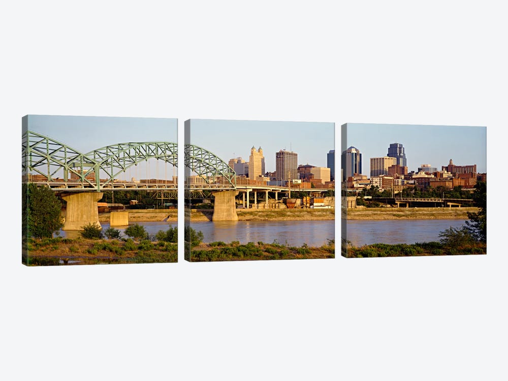 Bridge over a riverKansas city, Missouri, USA by Panoramic Images 3-piece Canvas Print