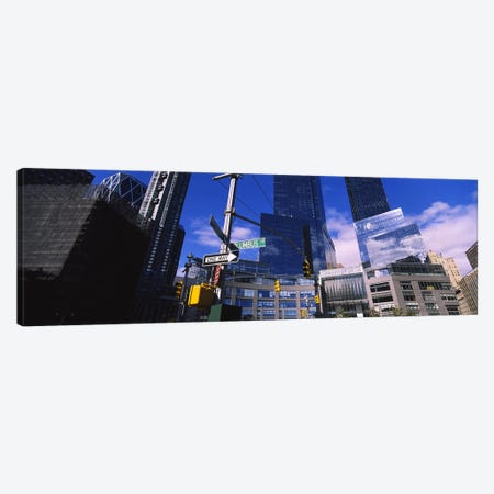 Low angle view of skyscrapers in a city, Columbus Circle, Manhattan, New York City, New York State, USA Canvas Print #PIM6201} by Panoramic Images Canvas Wall Art